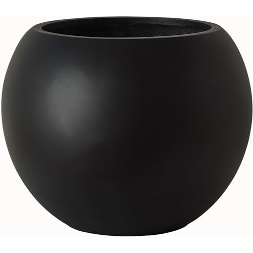 17" H x 21" Dia Black Fiberstone Planter Pot with Drainage Hole, Extra Large Indoor Outdoor Flower Pot for Artificial Olive Trees, Large Plants & Shrubs, Decorative Planter for Patio, Porch & Garden | Amazon (US)