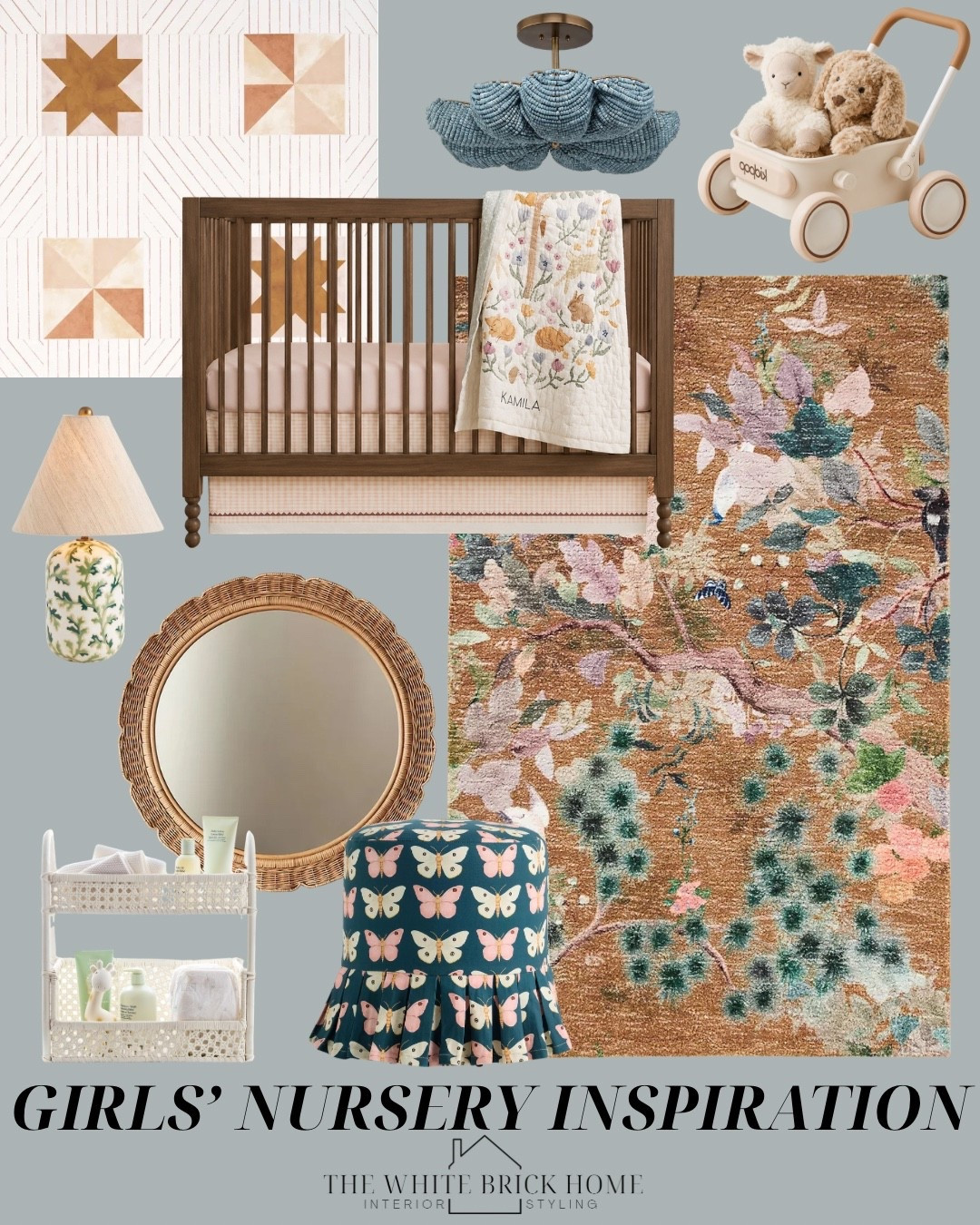 Loving this mood board for a cozy, playful, and boho nursery idea. This rug has so many beautiful tones to pull from - mix it with this geometric wallpaper for a fun pattern mix! 

Nursery, nursery design, nursery ideas, nursery decor, nursery finds, home decor, baby girl, baby girl nursery ideas, nursery decor ideas, home finds, area rug, boho, boho nursery, boho nursery decor, boho nursery design, baby girl, baby girl nursery, nursery decor ideas, home finds, nursery finds, wallpaper, crib, wall mirror, lighting, nursery lighting, home design ideas, Anthropologie, Anthropologie ideas, girls room, girls bedroom, kids room, crate and kids, Anthropologie, pottery barn kids

#LTKHome #LTKBump #LTKBaby