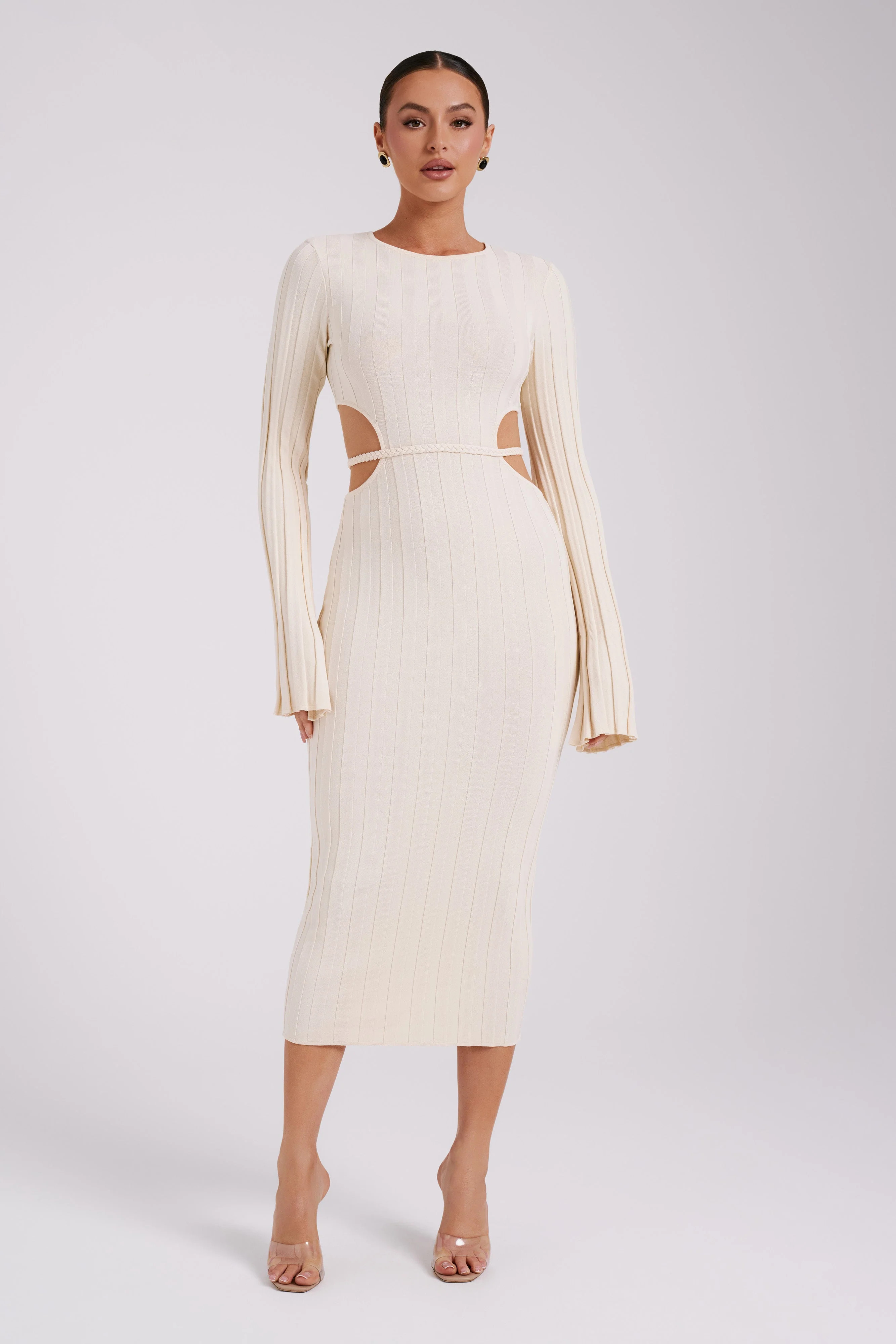 Elodie Knit Midi Dress - Cream | MESHKI US