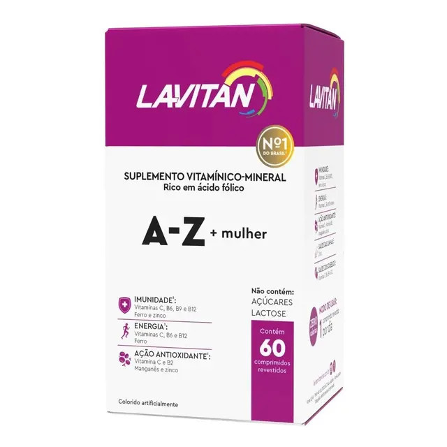 LAVITAN VIT AZ MULHER - 60 COMP - CIMED 60 CÁpsulas Natural | DrogaRaia (BR)