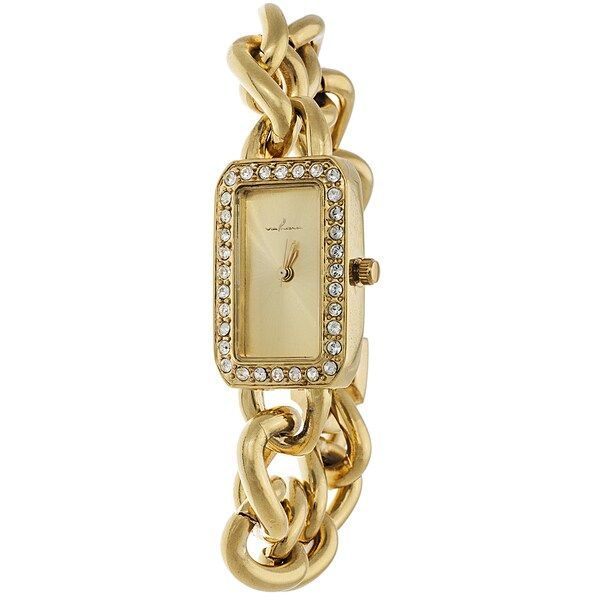 Via Nova Women's Gold Case and Rectangle Gold Dial with Gold Chain Strap Watch | Bed Bath & Beyond