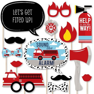 Big Dot of Happiness Fired Up Fire Truck - Firefighter Firetruck Baby Shower or Birthday Party Photo Booth Props Kit - 20 Count | Target