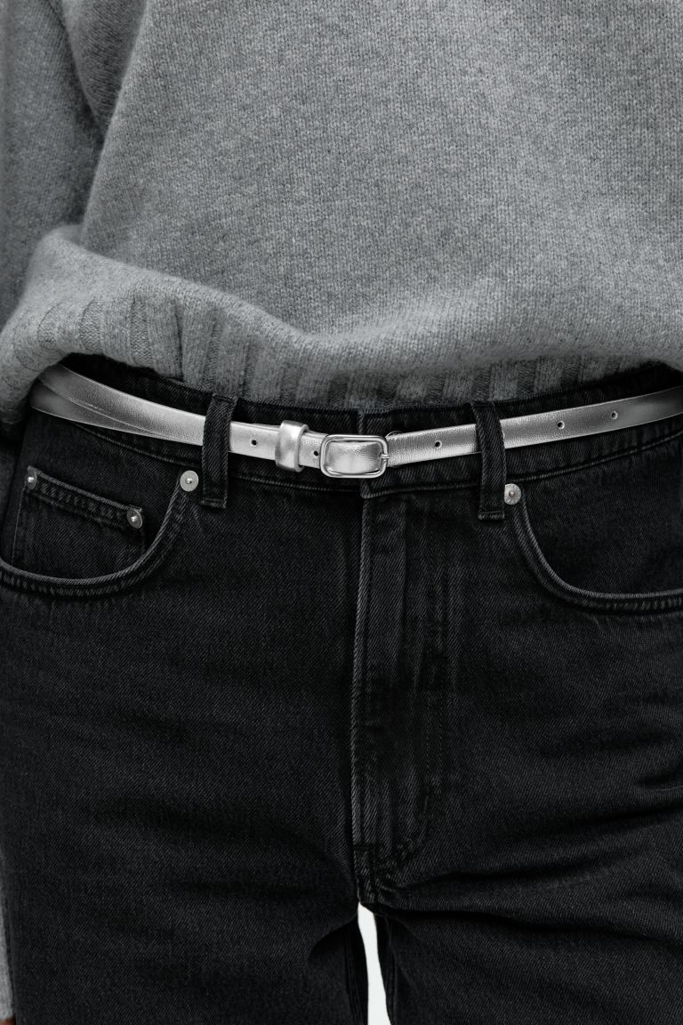 Slim Leather Belt - Silver - Ladies | H&M GB | H&M (UK, MY, IN, SG, PH, TW, HK)
