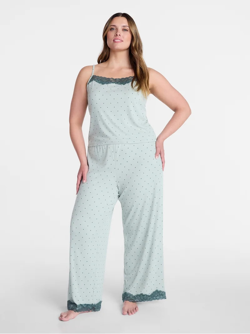 Joyspun Women\u2019s Lace Trim Ribbed Pants, 30'' Inseam, Sizes XS-3X | Walmart (US)