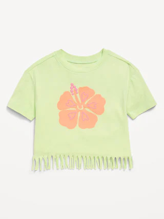 Short-Sleeve Graphic Fringed-Hem T-Shirt for Toddler Girls | Old Navy (US)