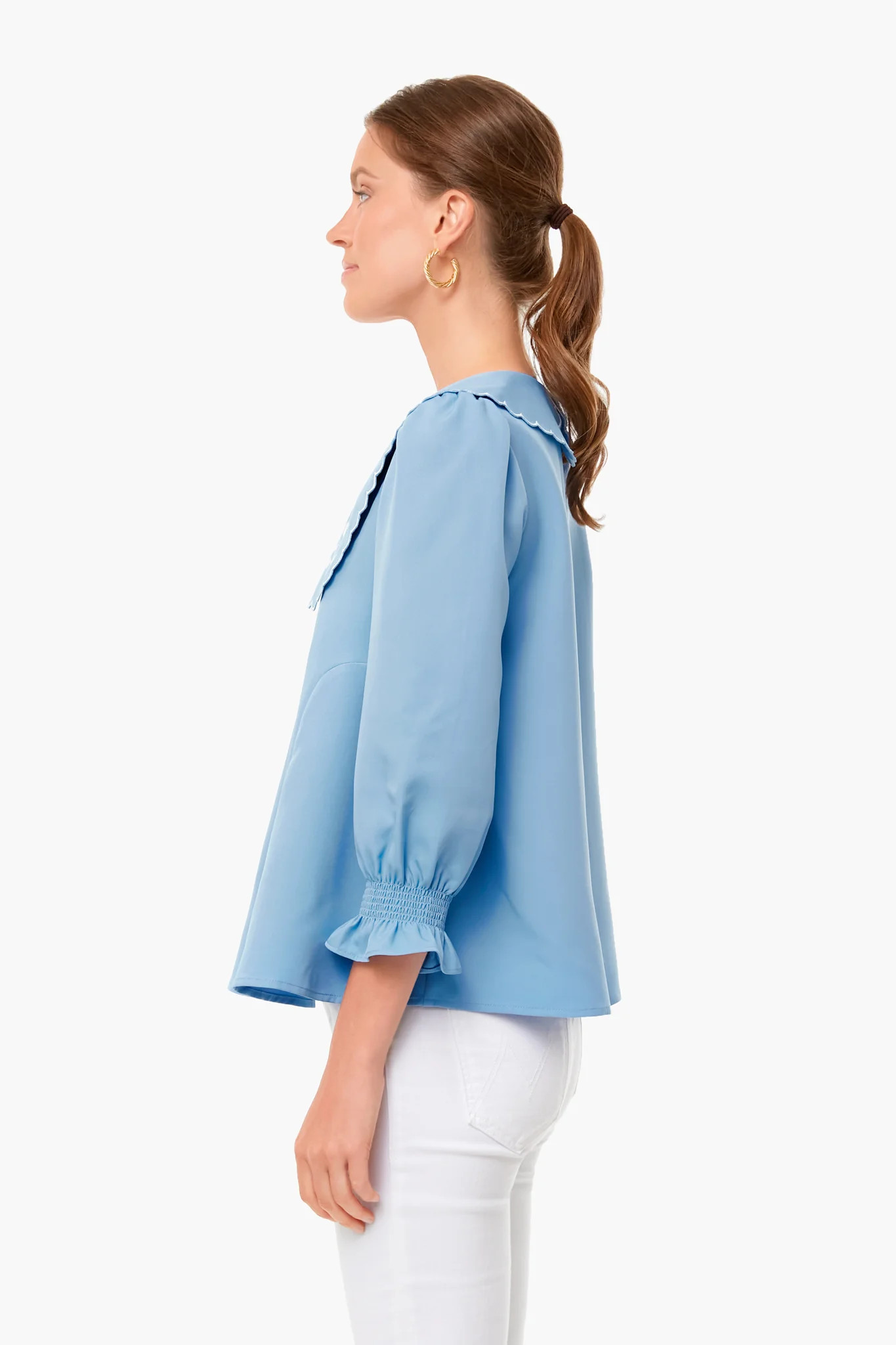 Cornflower Blue Embroidered Easton Blouse | Tuckernuck (US)