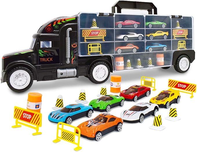 WolVolk Transport Car Carrier Truck Toy for Boys and Girls (Includes 6 Cars and 28 Slots) | Amazon (US)