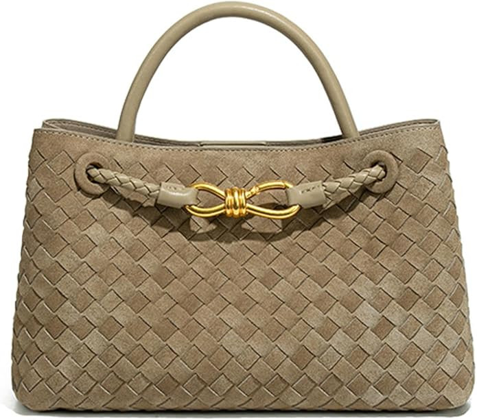 Suede Woven Tote Bag for Women PU Leather Hobo Bags Trendy Crossbody Purse Shoulder Satchel Bag T... | Amazon (US)