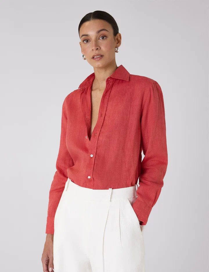 The Boyfriend: Linen, Cardinal Red | With Nothing Underneath