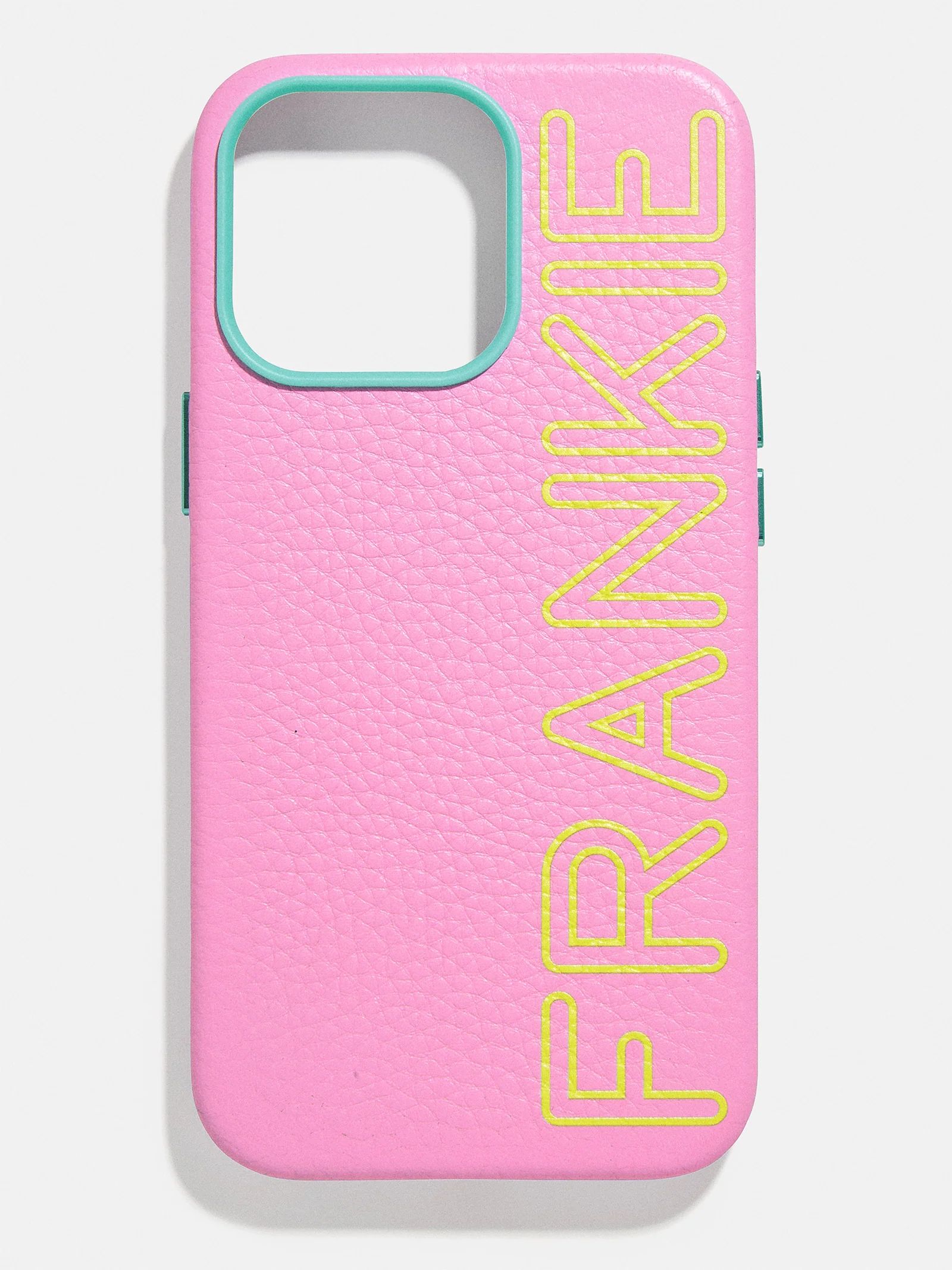 Custom Leather Name iPhone Case - Pink / Green | BaubleBar (US)