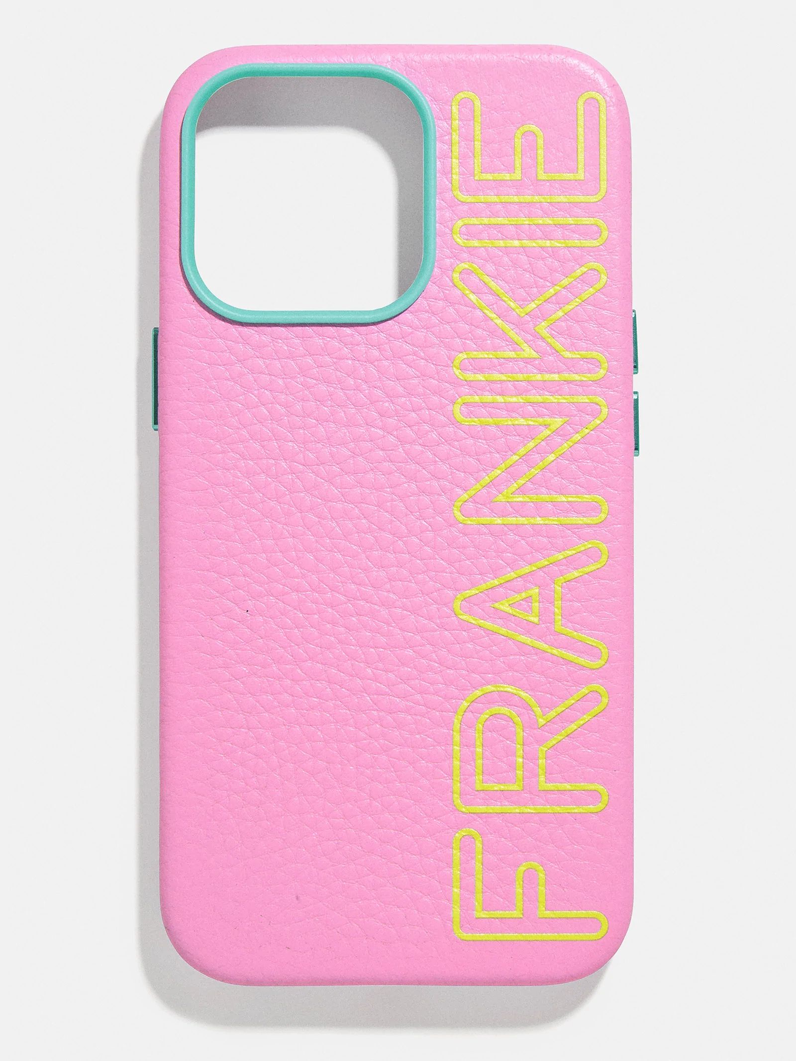 Custom Leather Name iPhone Case: Pink / Green | BaubleBar (US)