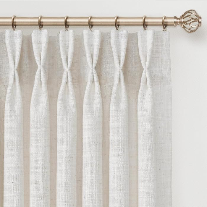 INOVADAY Memory Trained Pinch Pleated Curtains 90 Inches Long, Linen Curtains for Living Room, 2 ... | Amazon (US)