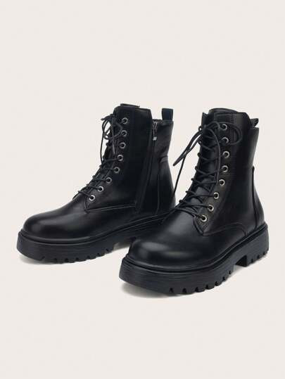 Unisex Women's Platform Boots With Simple Design, Front Lace-up Boots SKU: swshoes03200717517



... | SHEIN