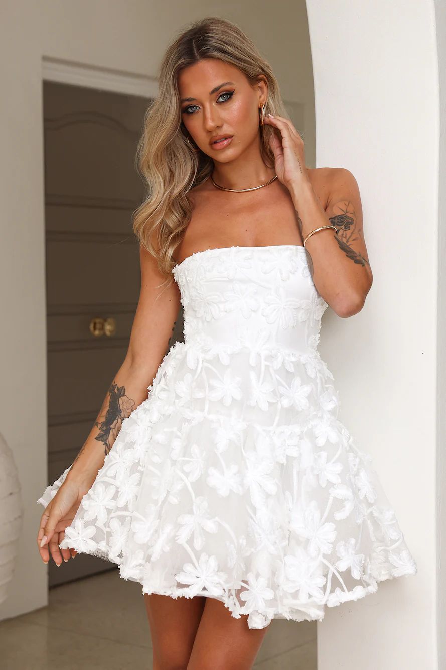 Here She Comes Tulle Mini Dress White | Hello Molly