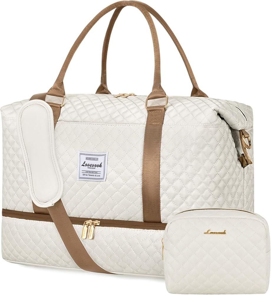 LOVEVOOK Travel Duffle Bag,Weekender Bags for Women with Shoe Compartment，Carry on Overnight Ba... | Amazon (US)