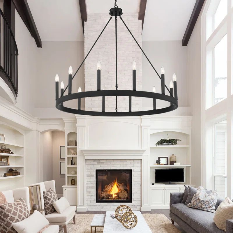 Finchley 12 - Light Dimmable Wagon Wheel Chandelier | Wayfair North America