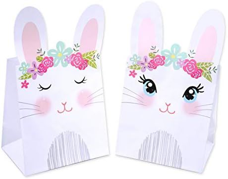WEEPA 20 Pack Easter Paper Bags for Kids Easter Cute Bunny Paper Treat Bags Party Favor Gift Cand... | Amazon (US)
