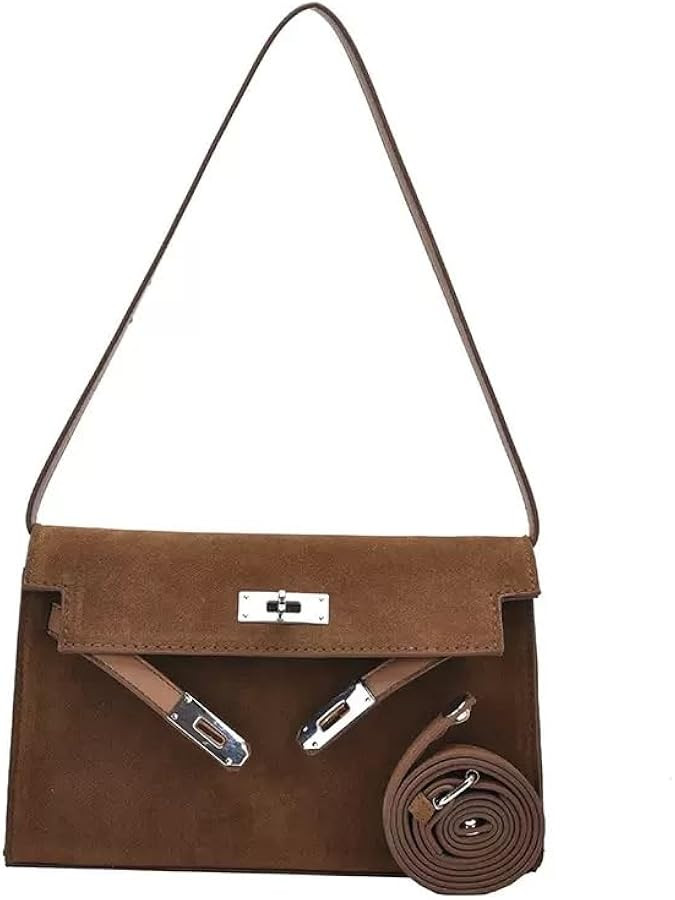 Nylosiaind Suede Shoulder Bag, Crossbody Style with Flap and Buckle Closure | Amazon (US)