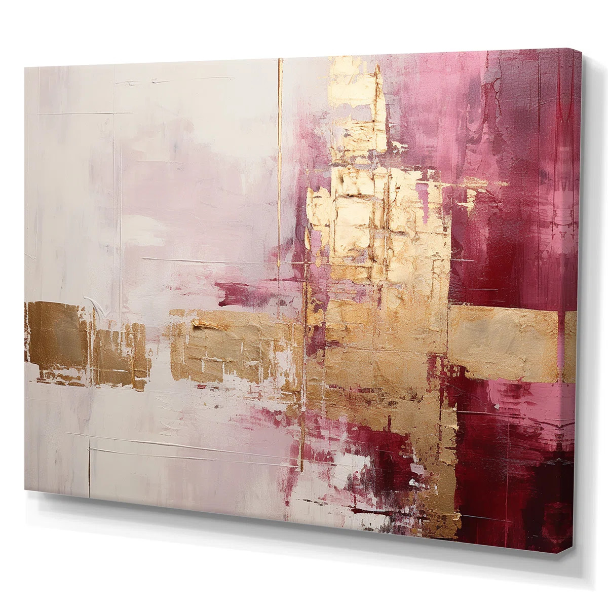Minimalism Pink And Gold Horizon - Abstract Painting Wall Art | Wayfair North America