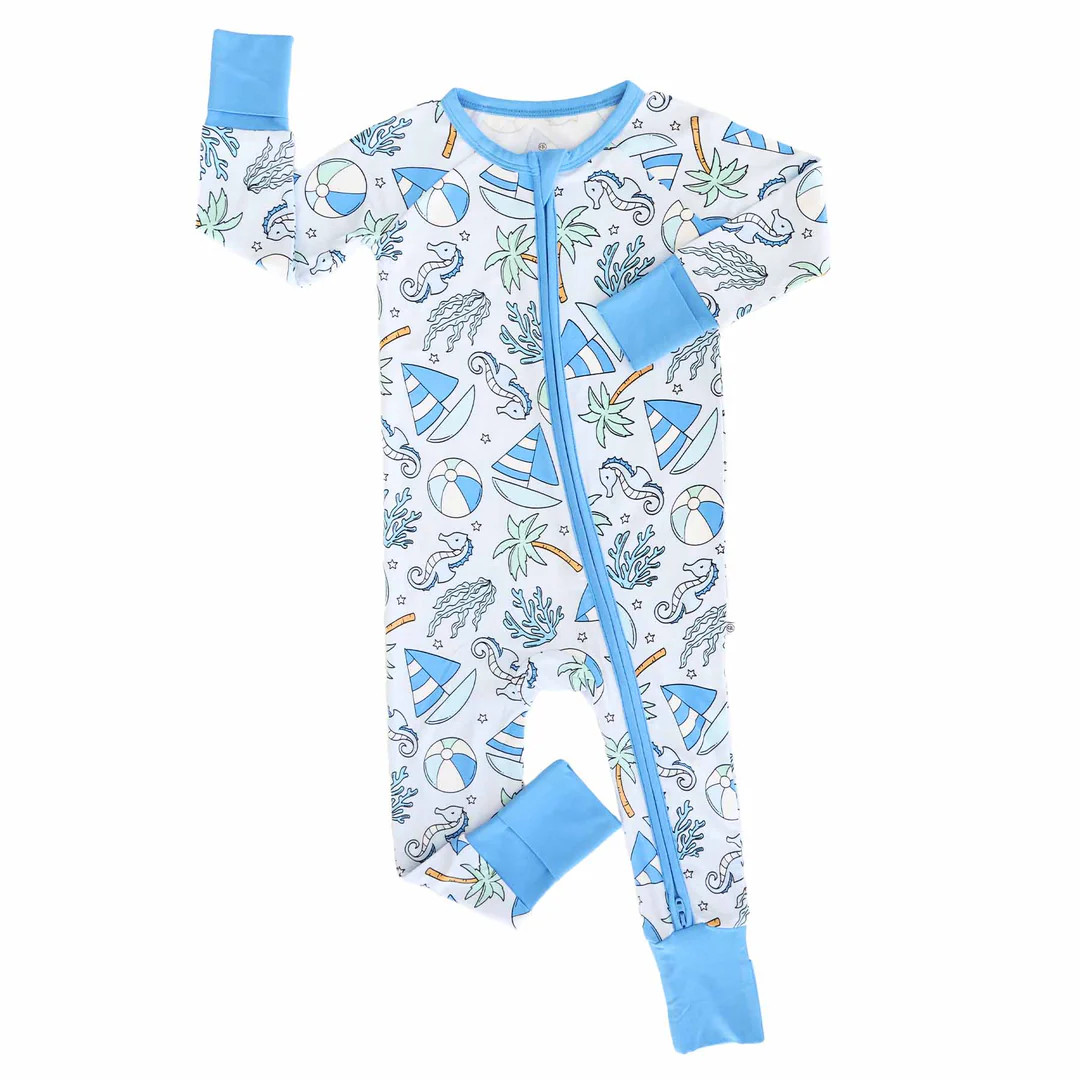 Tiny Tides Convertible Zip Romper | Blue | Caden Lane