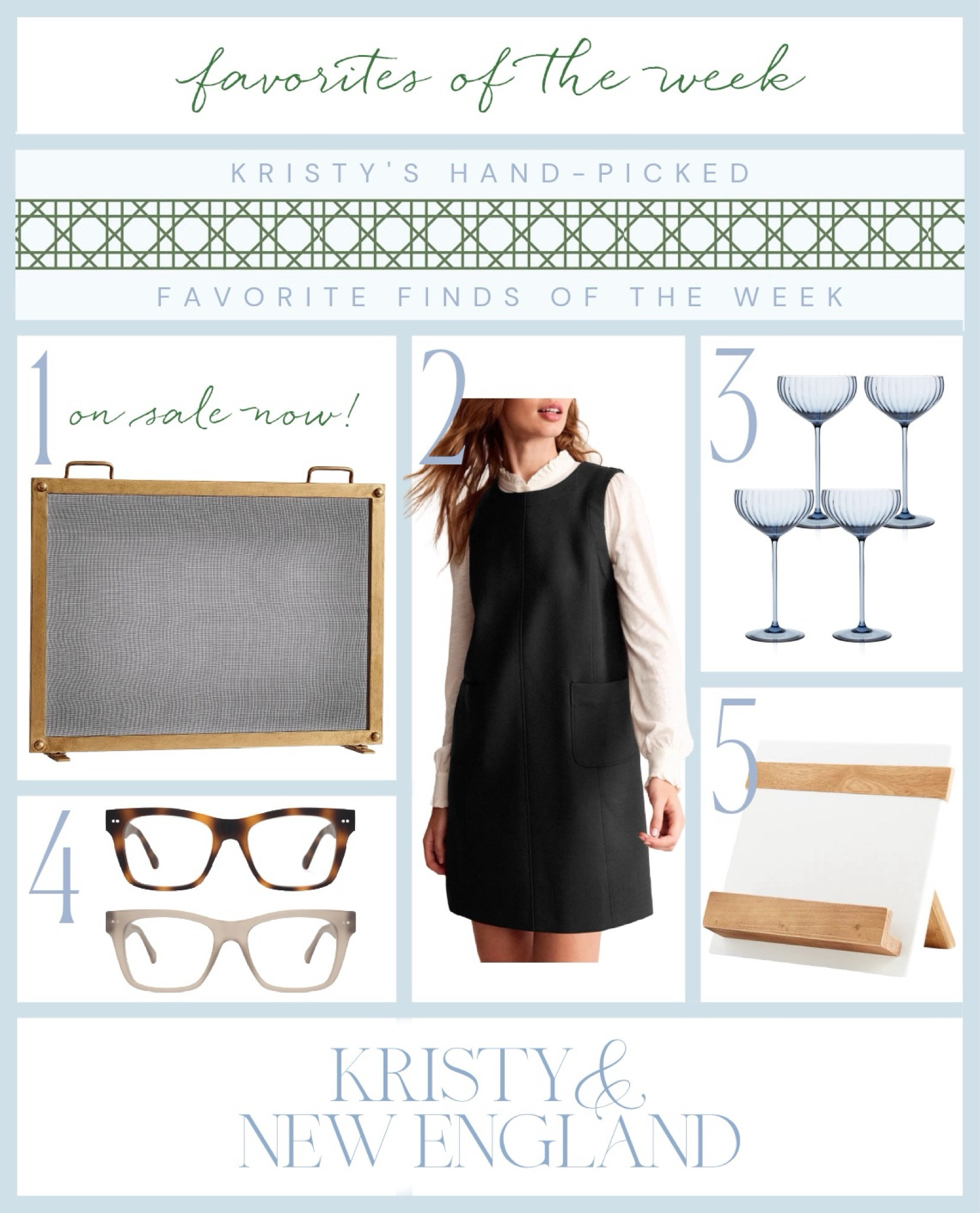 My favorite finds this week: our fireplace screen on sale, cute black shift dress on sale, blue coup set, blue champagne glasses, lightweight readers and bluelight glasses, recipe book holder

#LTKsalealert #LTKhome #LTKover40