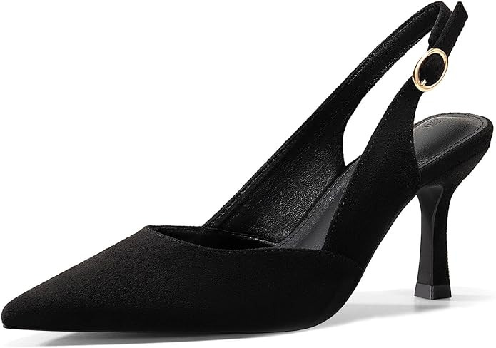 Rilista Women's Slingback Kitten Heels Closed Pointed Toe Wedding Party Dress Pumps Shoes | Amazon (US)