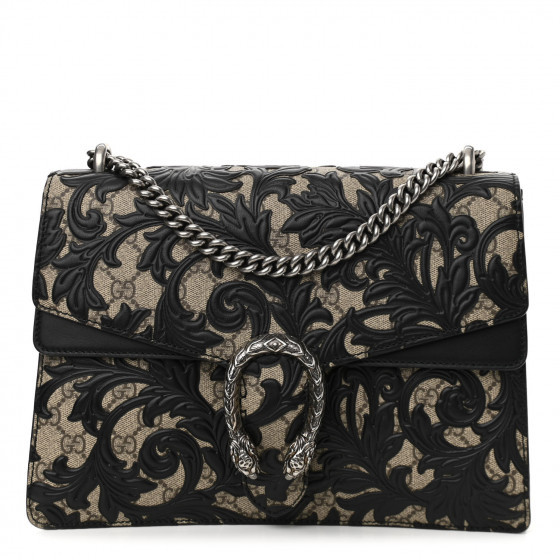 GUCCI GG Supreme Monogram Arabesque Medium Dionysus Shoulder Bag Black | Fashionphile