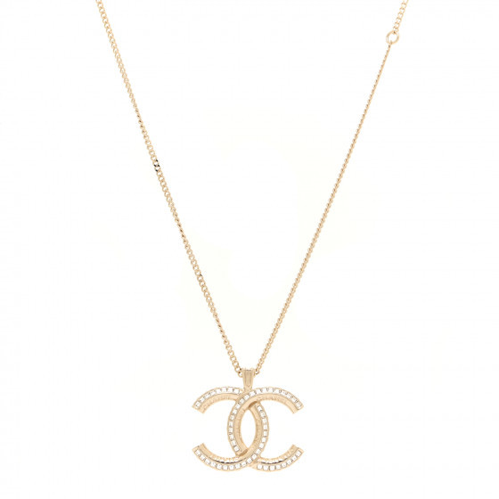CHANEL Baguette Crystal Logo CC Chain Necklace Gold | Fashionphile