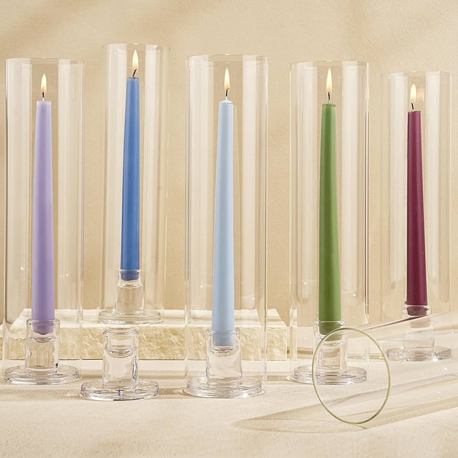 Hurricane Candle Holder Thickened Cylinder Covers 10 Pcs Taper Candle Sticks Holder Glass Tall Ca... | Amazon (US)