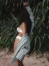 Green Stripe Oversized Shirt- Rio | 4th & Reckless