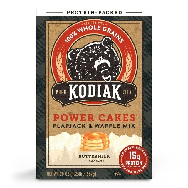 Kodiak Protein-Packed Power Cakes Buttermilk Flapjack and Waffle Mix, 20 oz Box | Walmart (US)