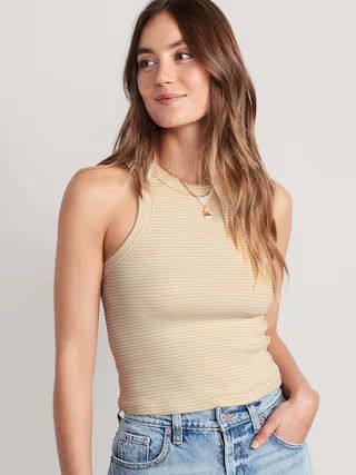 Striped Rib-Knit Cropped Tank Top for Women | Old Navy (CA)
