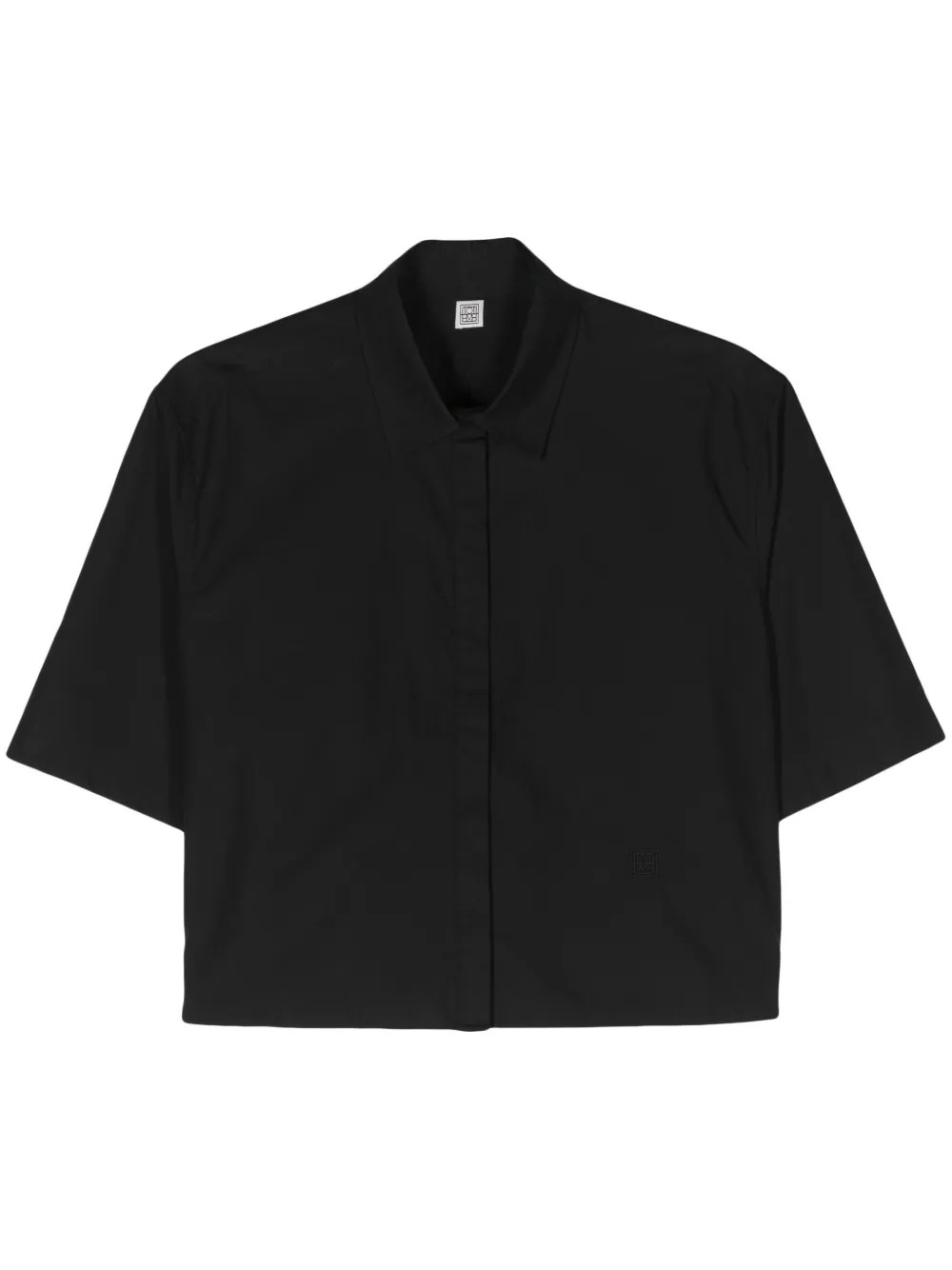 TOTEME classic-collar Cropped Shirt | Black | FARFETCH | Farfetch Global