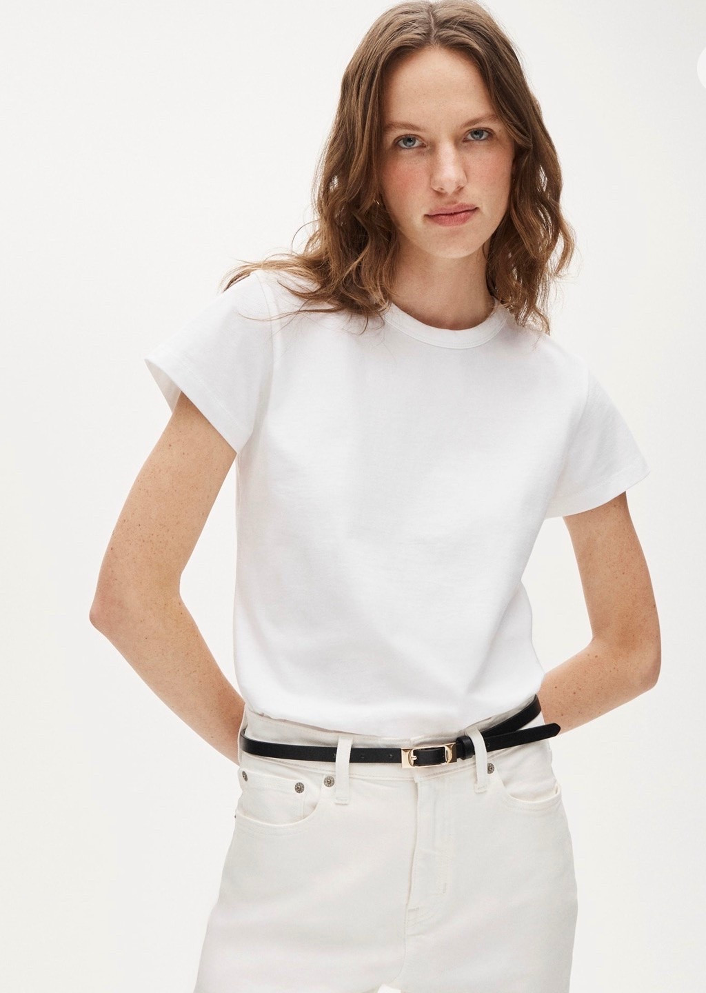 My favorite tee. The white is finally back in stock in a small. I have this in navy, black and white. It’s not flimsy, it holds its shape and fits perfectly.

#LTKWorkwear #LTKPetite