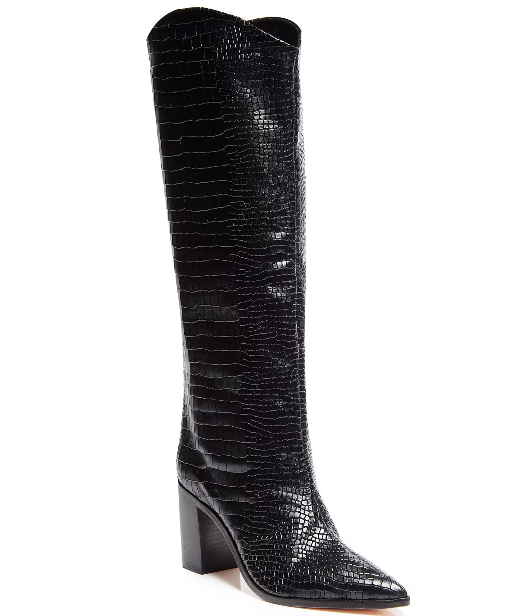 Analeah Croco Print Leather Tall Western Boots | Dillards
