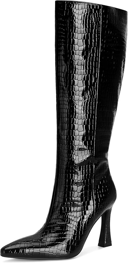 SOVANYOU Kitten Heel Knee High Boots for Women Pointed Toe Tall Boots with Wide Calf Pull-on Styl... | Amazon (US)