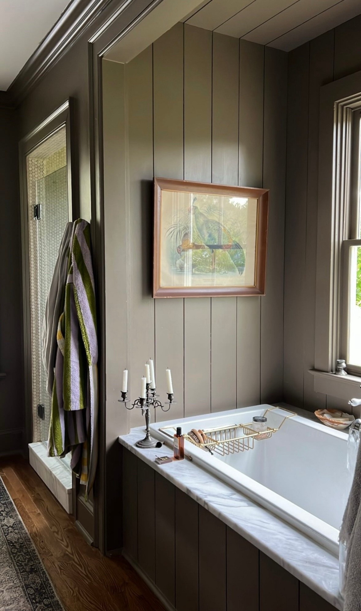 Primary bathroom details. Love my bathtub caddy and take baths almost daily! Bathrobe is oos but I posted similar. 

#LTKOver40 #LTKHome