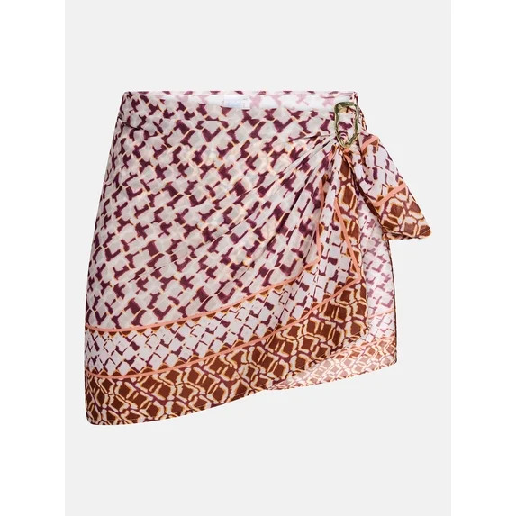 Time and Tru Women's and Women's Plus Mini Sarong Coverup with Ring Buckle, Sizes S/M-1X/2X | Walmart (US)