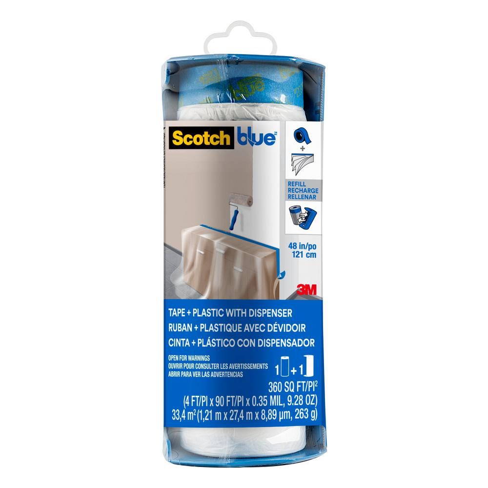 ScotchBlue 4 ft. x 90 ft. Clear Pre-Taped Painter's Plastic Sheet-PTD2093EL-48 - The Home Depot | The Home Depot