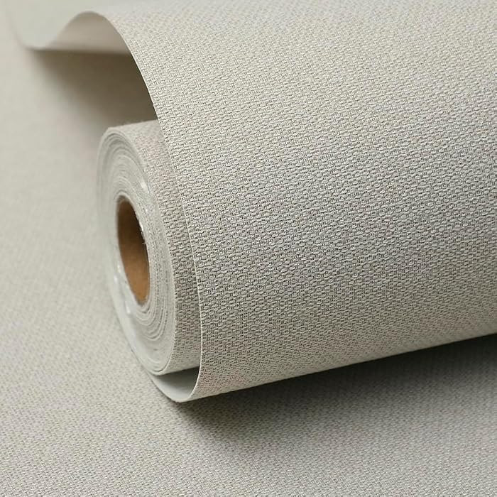 Beige Peel and Stick Wallpaper Slight Velvety Feeling Woven Fabric Grasscloth Textured Washable T... | Amazon (US)