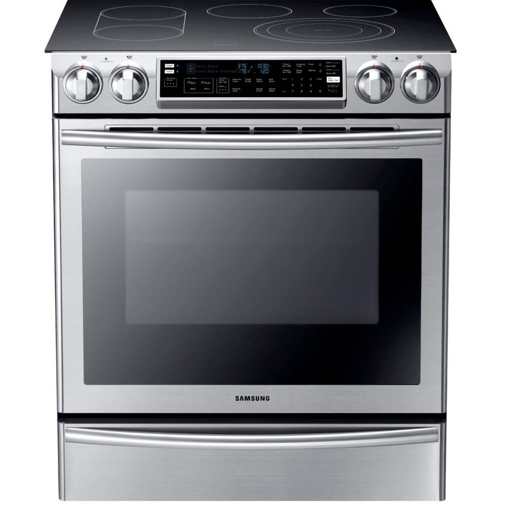 Flex Duo 5.8 cu. ft. Slide-In Double Oven Electric Range with Self-Cleaning Convection Oven in St... | The Home Depot