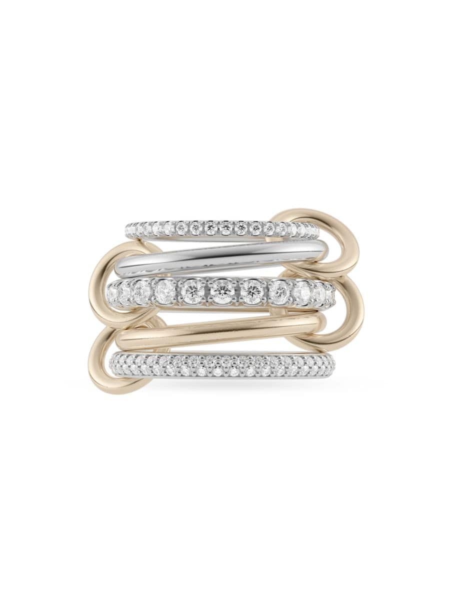 Leyla 18K Yellow Gold, Sterling Silver, & Diamond Five-Band Ring | Saks Fifth Avenue