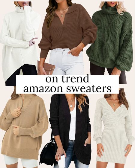 On trend Amazon sweaters! Half zip, open v-neck sweater, chunky knit sweater, cardigan, sweater tunic, and sweater dress!

#LTKSeasonal #LTKunder100 #LTKunder50