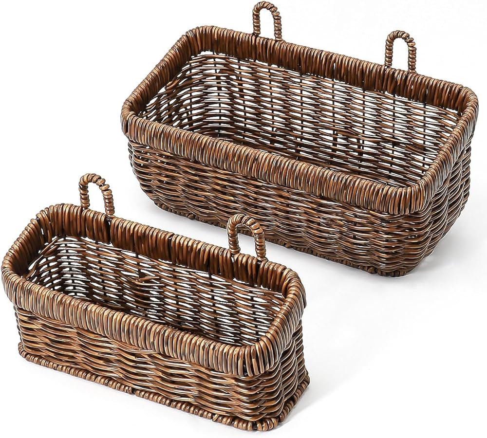AceList Wall Hanging Basket, Boho Style Hand-Woven Hanging Storage Baskets - Set of 2, Ideal for ... | Amazon (US)