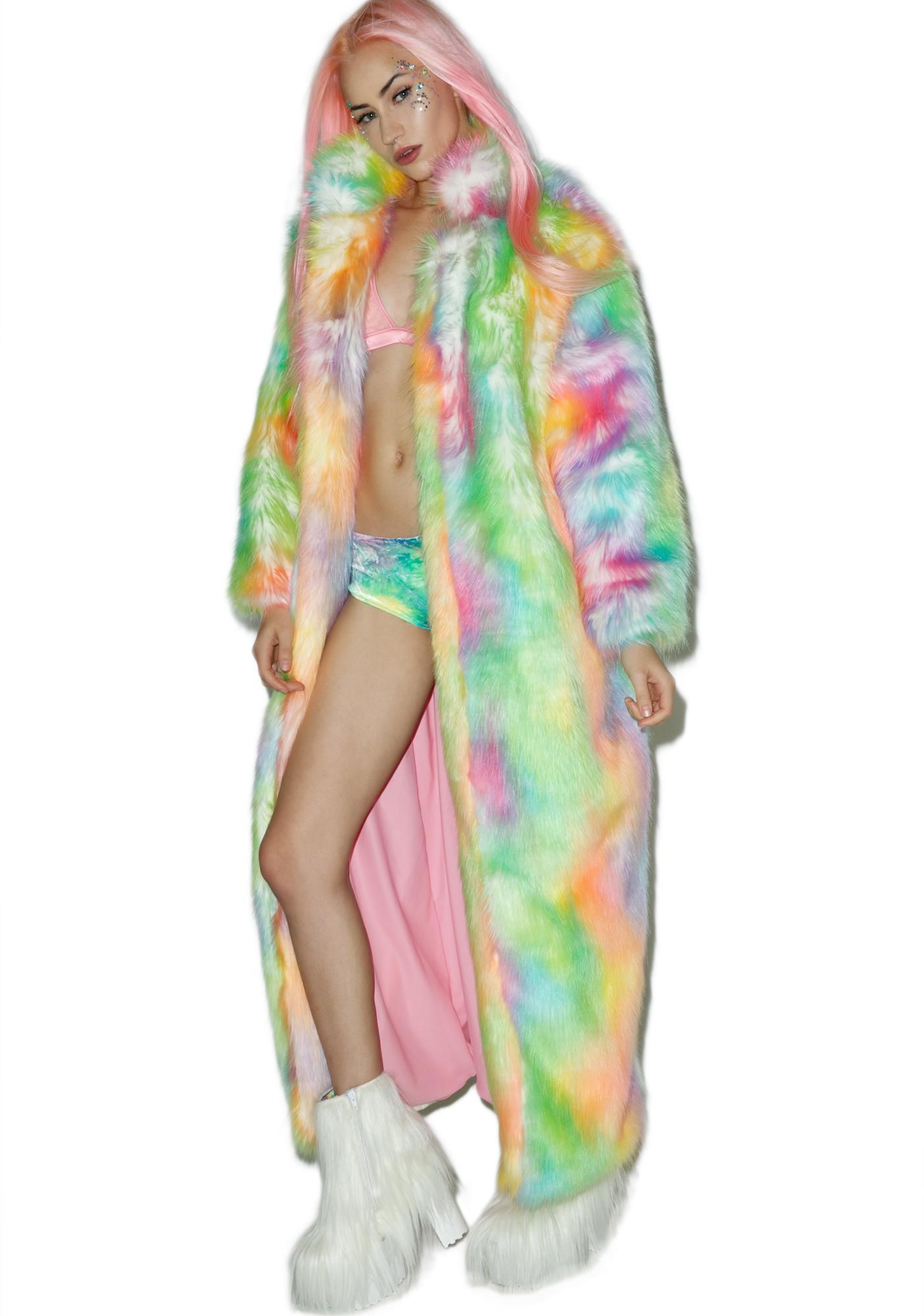 Rainbow Flashing Lights Long Coat | Dolls Kill