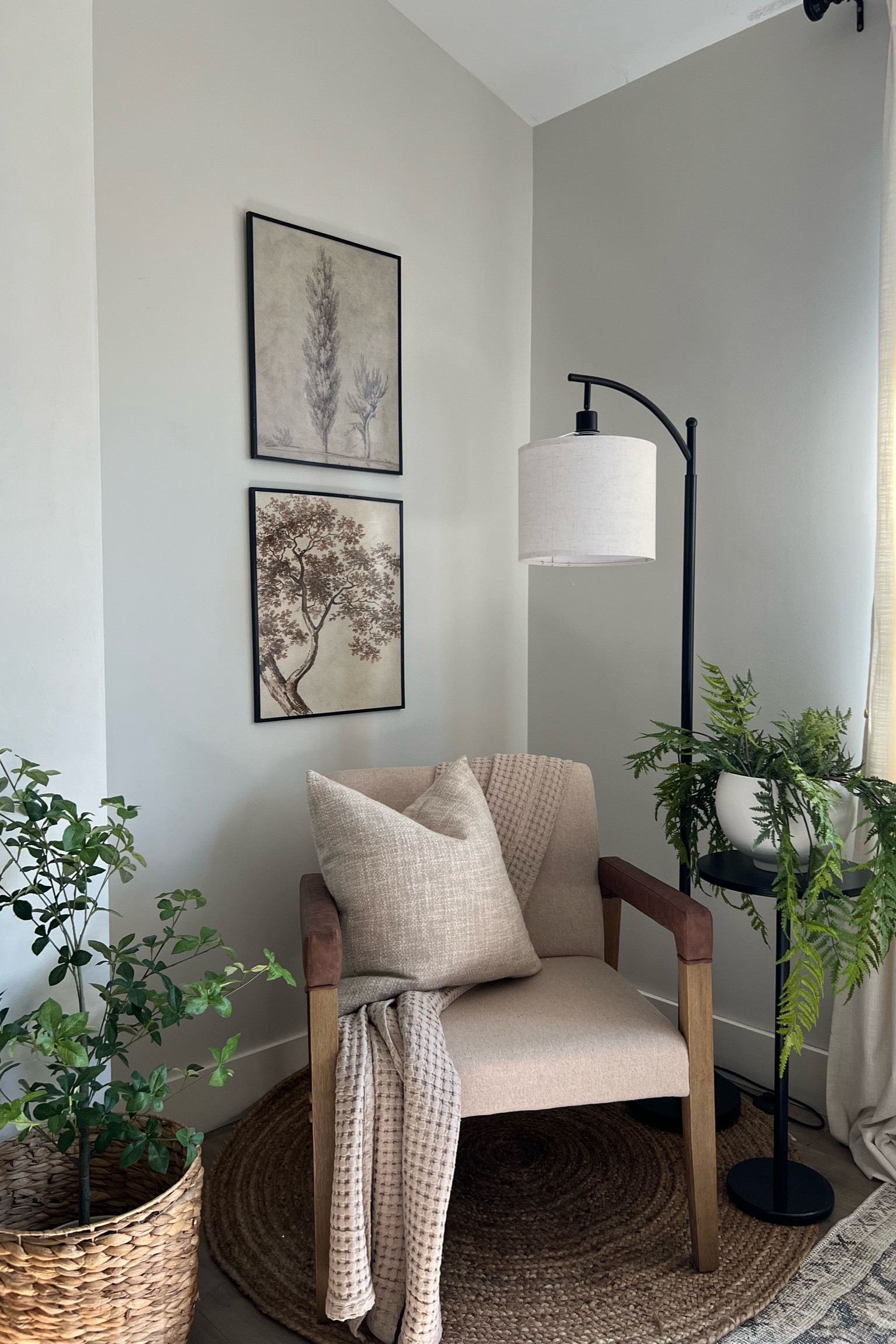 Cozy bedroom corner! 
This is an affordable floor lamp. I love that it comes with a smart bulb, it can be activated with a smart phone! 
Bedroom corner inspiration 

#LTKhome
