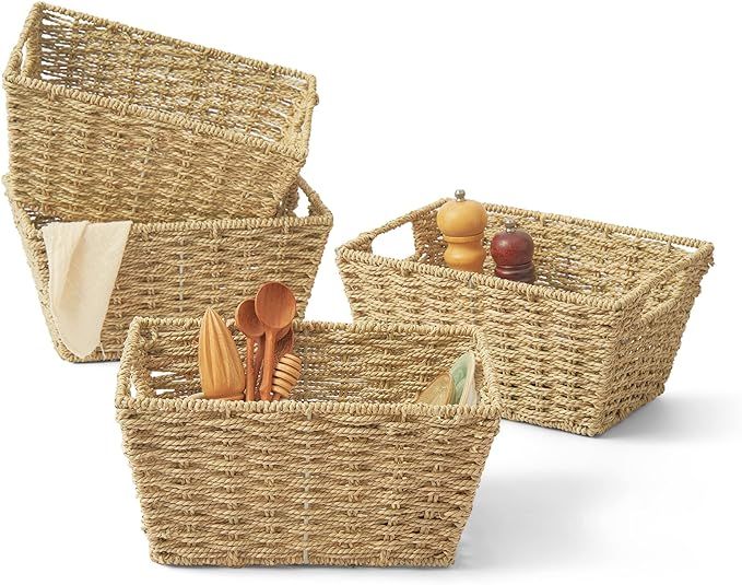 Artera Medium Wicker Storage Baskets - Woven Seagrass Basket for Organizing, Stackable Natural St... | Amazon (US)