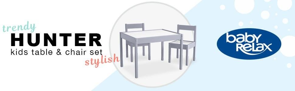 Baby Relax Hunter 3 Piece Kiddy Table and Chair Set, Gray | Amazon (US)