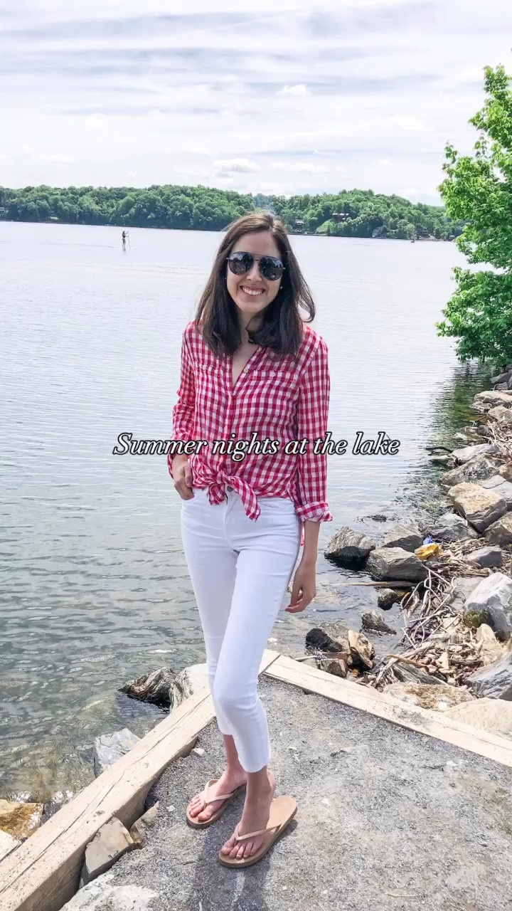 Summer nights at the lake. Ready for 4th of July in this red gingham shirt. ❤️

Summer outfit
Classic style 
Fourth of July
Preppy style
Grand millennial 
Casual outfits 

#LTKSeasonal #LTKSummerSales #LTKVideo