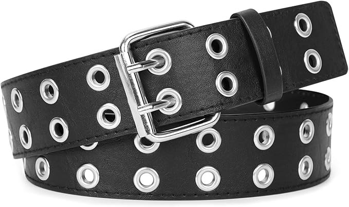 JasGood Punk Gürtel Nietengürtel Damen und Herren Doppelloch Gürtel mit Punk Style Cosplay Gü... | Amazon (DE)